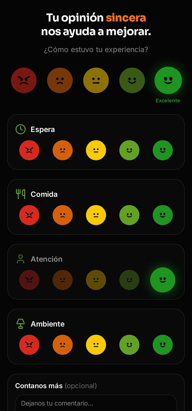 Encuesta en modo por categorías