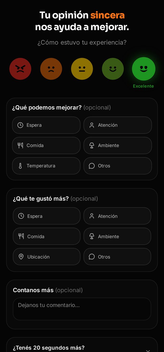 Opciones rápidas de la encuesta