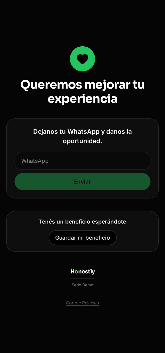 Pantalla que pide un contacto tras una mala experiencia
