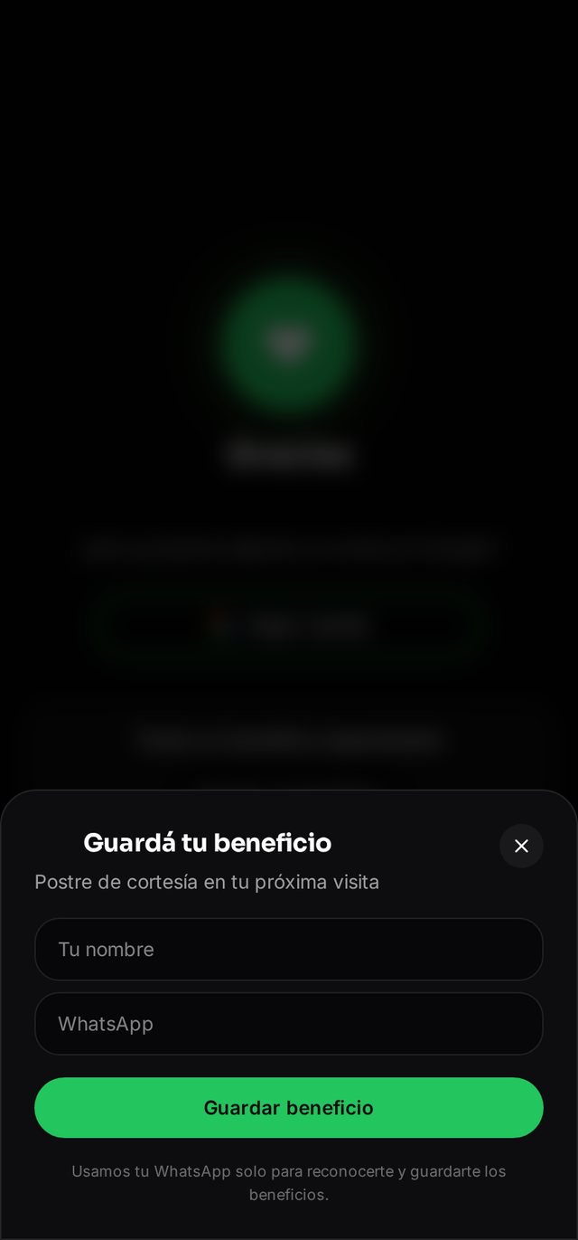 Pantalla para guardar el beneficio