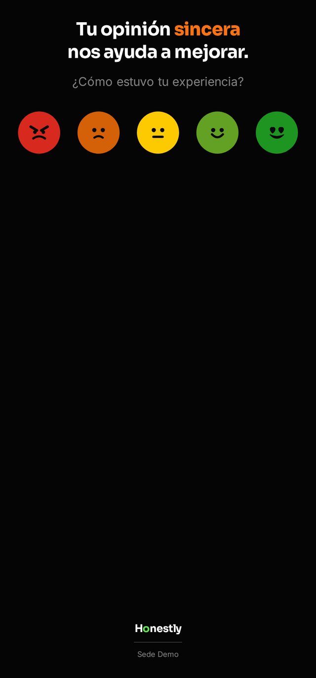 Pantalla inicial de la encuesta con caritas