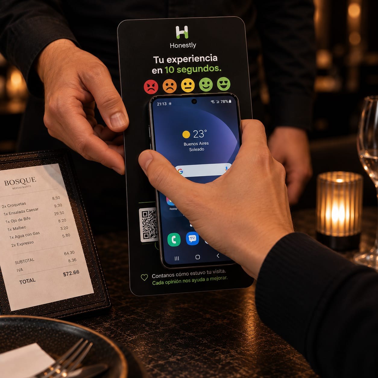 Android acercándose a una placa NFC