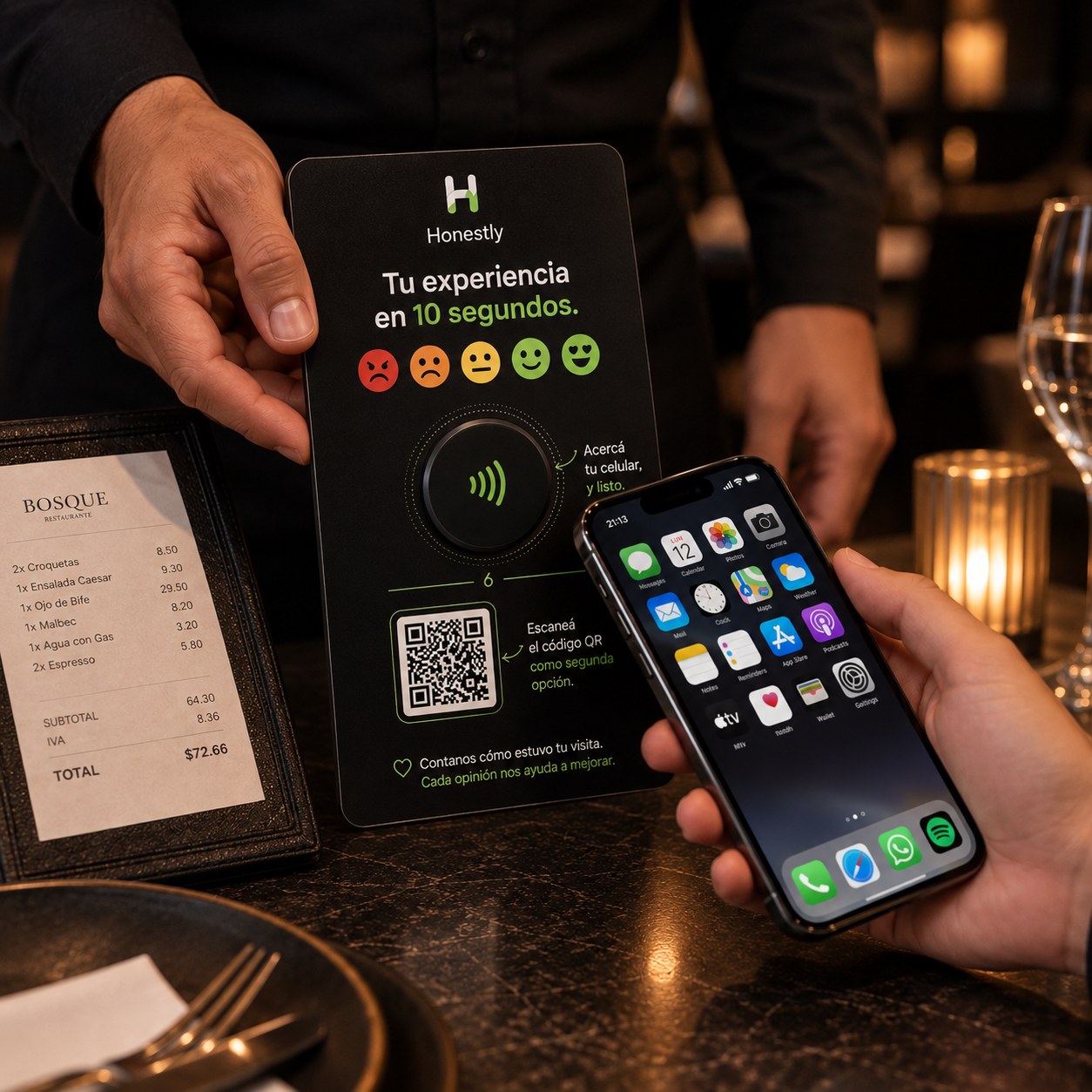 iPhone acercándose a una placa NFC